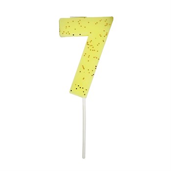 Meri Meri - Yellow Number 7 Candle - 7 Numara Sarı Mum