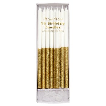 Meri Meri - Gold Glitter Dipped Candles - Altın Simli Mumlar