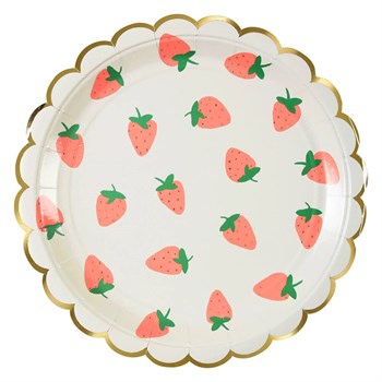 Meri Meri - Strawberry Plates - Çilek Tabak - L