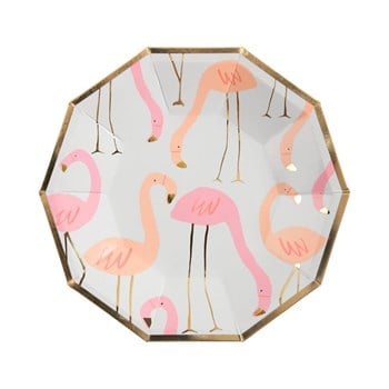 Meri Meri - Neon Flamingo Plates - Neon Flamingo Tabak - S