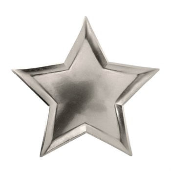 Meri Meri - Silver Foil Star Plates - Gümüş Folyo Yıldız Tabak