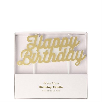Meri Meri - Gold Happy Birthday Candle - Altın Happy Birthday Mum