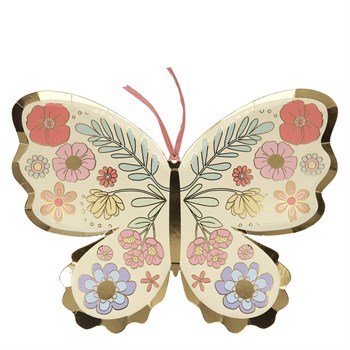 Meri Meri - Floral Butterfly Plates - Çiçekli Kelebek Tabak - 8'li