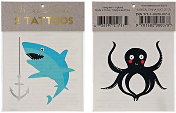 Meri Meri - Sea Creatures Tattoos - Köpek Balığı Geçici Dövme - S