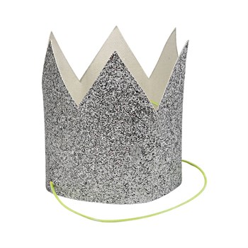 Meri Meri - Mini Silver Glitter Crowns - Mini Gümüş Simli Taçlar