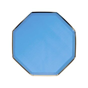 Meri Meri - Bright Blue Plates - Parlak Mavi Tabaklar - M - 8'li