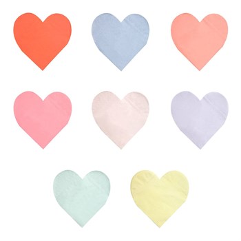 Meri Meri - Party Palette Heart Napkins - Renkli Kalp Peçeteler - L - 20'li