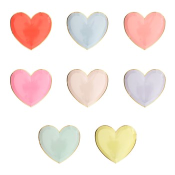 Meri Meri - Party Palette Heart Plates - Renkli Kalp Tabaklar - S