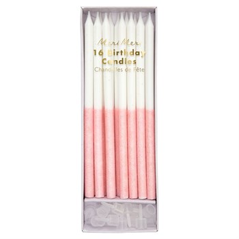 Meri Meri - Pale Pink Glitter Dipped Candles - Açık Pembe Simli Mumlar