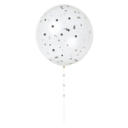 Meri Meri - Silver Star Confetti Balloon Kit - Gümüş Rengi Konfetili Balon Kit