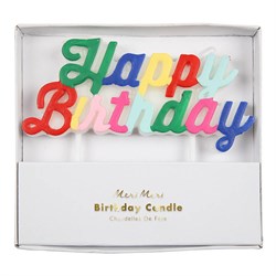 Meri Meri - Multicolor Happy Birthday Candle - Happy Birthday Renkli Mum