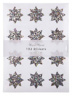 Meri Meri - Silver Sparkle Star Sticker Sheets - Gümüş Parıltılı Yıldız Çıkartmalar