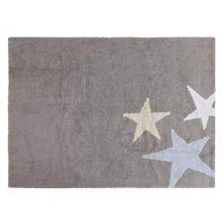 THREE STARS Tricolor Halı Gri/ Mavi-Beyaz-Sarı