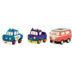 B.Toys B.Toys 3'lü Mini Çek-Bırak Araba Seti - Polis/Retro Van/Jeep Oyuncak