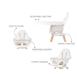 ChildHome Evolu 180° Mama Sandalyesi, Naturel / Beyaz + Ön tepsi Mama Sandalyeleri