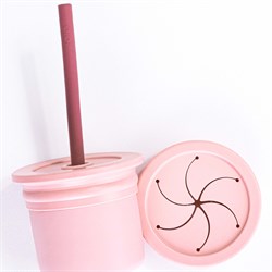 OiOi OiOi Ham+Hüp Atıştırma Kutusu Ve Pipetli Bardak, Pinky Pink/Velvet Rose Bardaklar