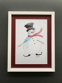 Snowman Happiness Çerçeveli Kanvas Tablo